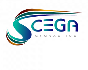 A logo of the name cega gymnastics